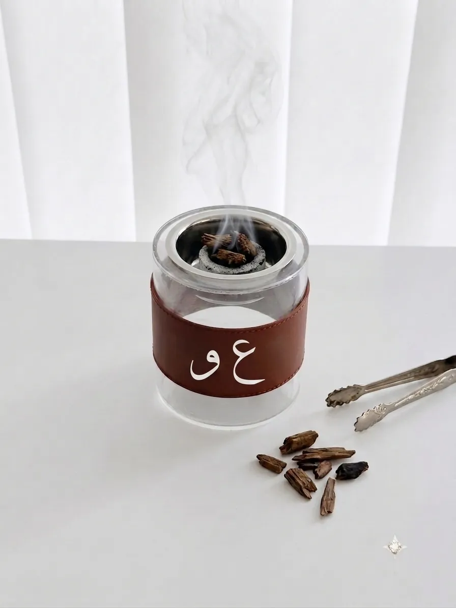 مدخن زجاجي أكريليك بحزام جلدي